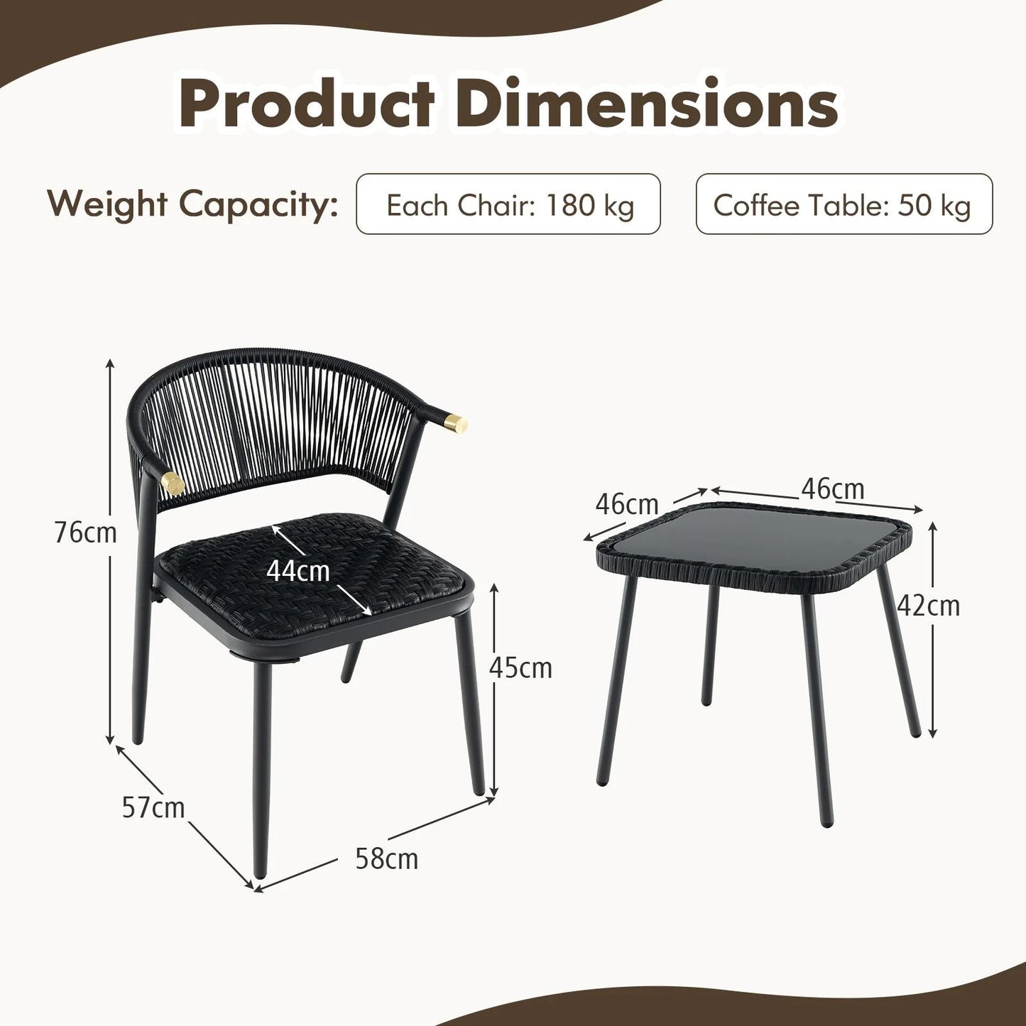 Costway 3 Piece Outdoor Wicker Furniture Set