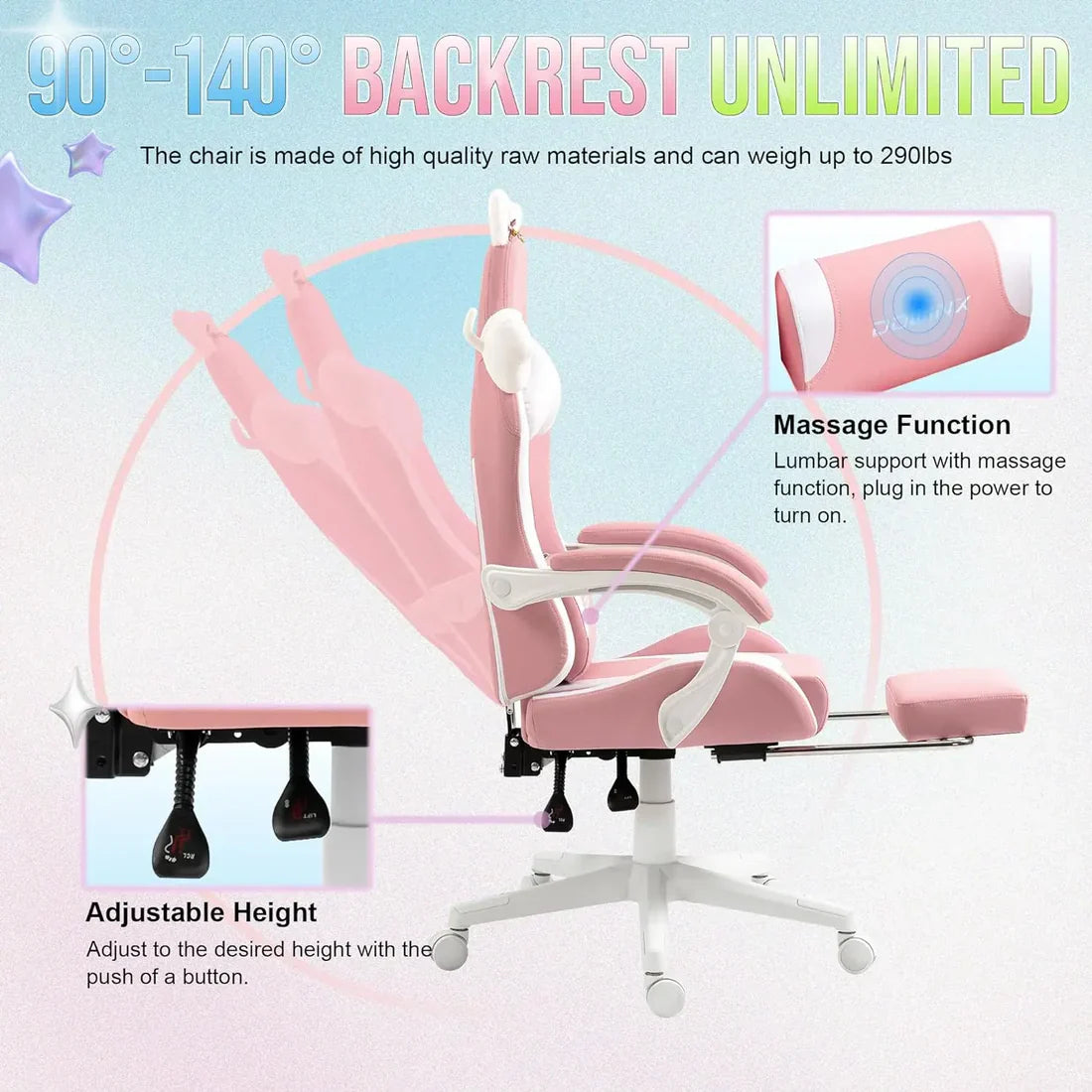 Dowinx Cute Cat‑Ear Gaming Chair