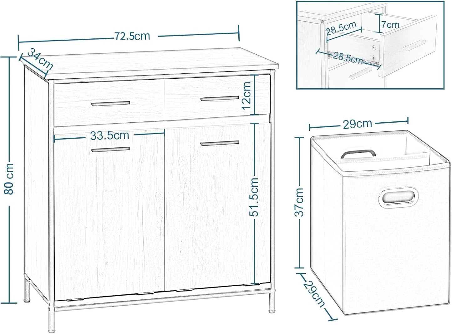 EUGAD Bathroom Cabinet with 2 Foldable Laundry Bags