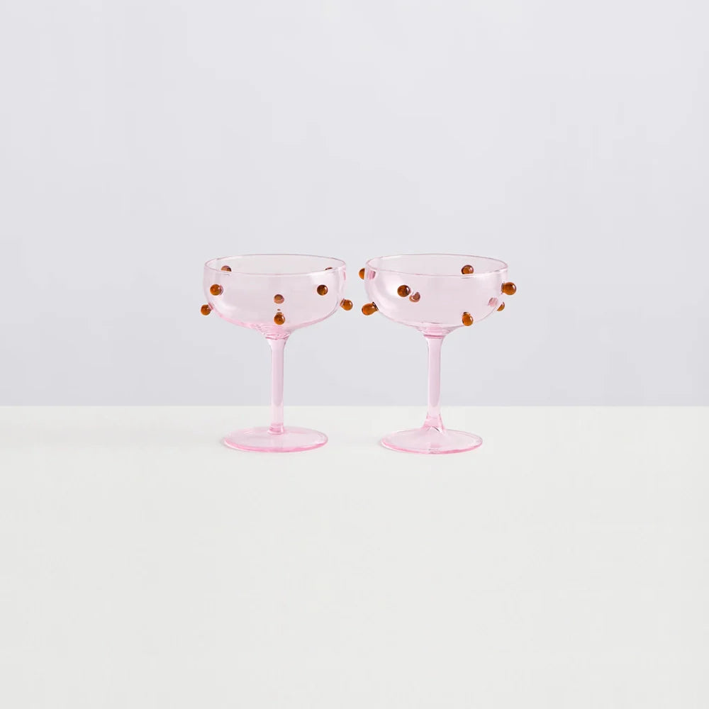 Pomponette Champagne Coupes Set of 6