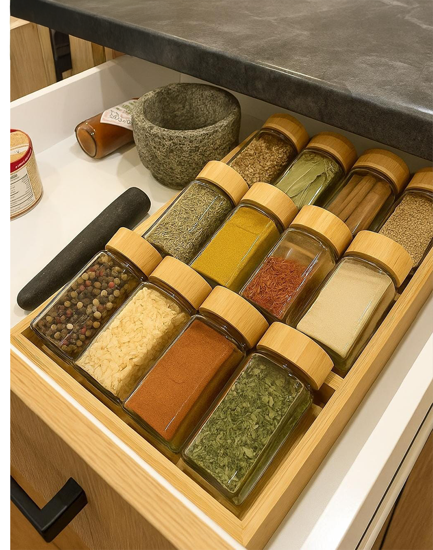 GeBe® 12-Piece Glass Spice Jar Set with 3-Tier Rack
