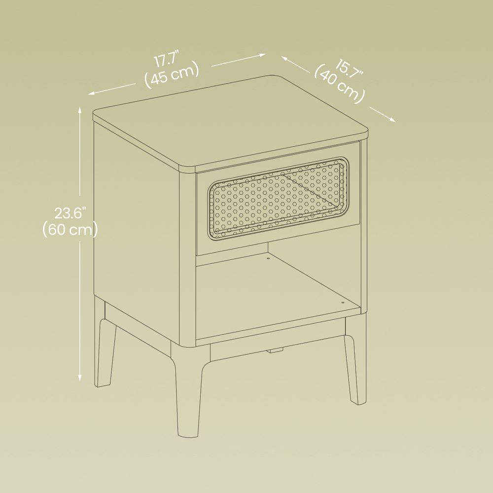 VASAGLE Rattan Bedside Table