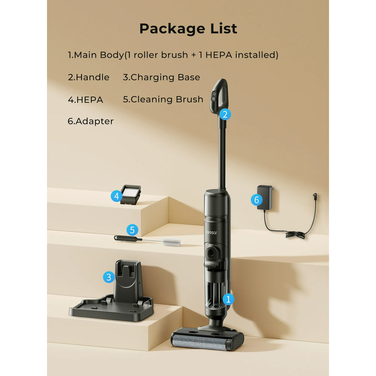 Laresar M3 Cordless Wet Dry Vacuum Mop