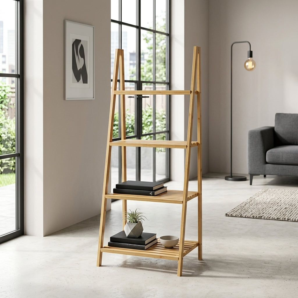 Bamboo 4-Tier Ladder Shelf