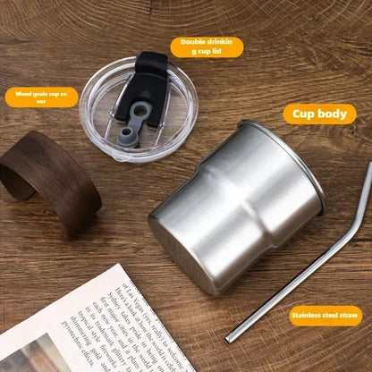 Stainless Steel Coffee Cup with Sleeves and Straw (20263c)