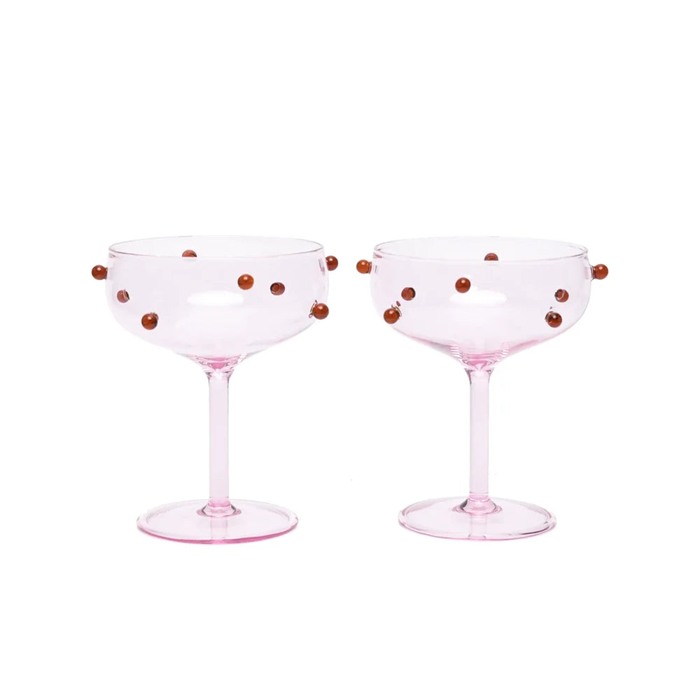 Pomponette Champagne Coupes Set of 6