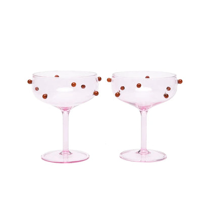 Pomponette Champagne Coupes Set of 6