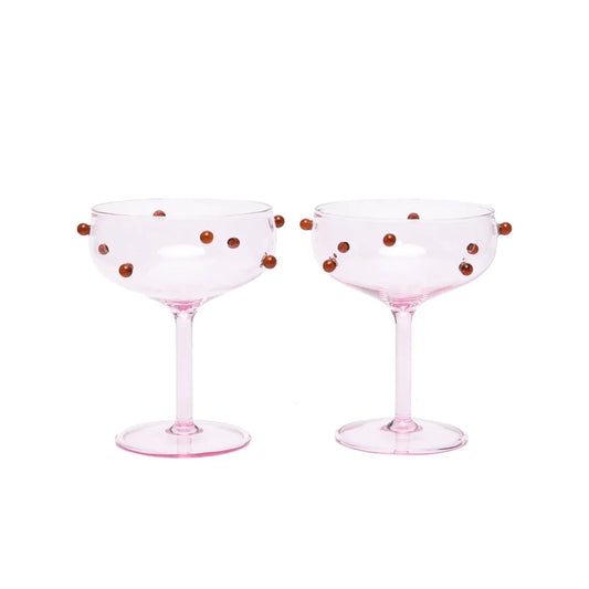 Pomponette Champagne Coupes Set of 6