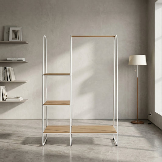 Freestanding Clothes Rack with Shelves