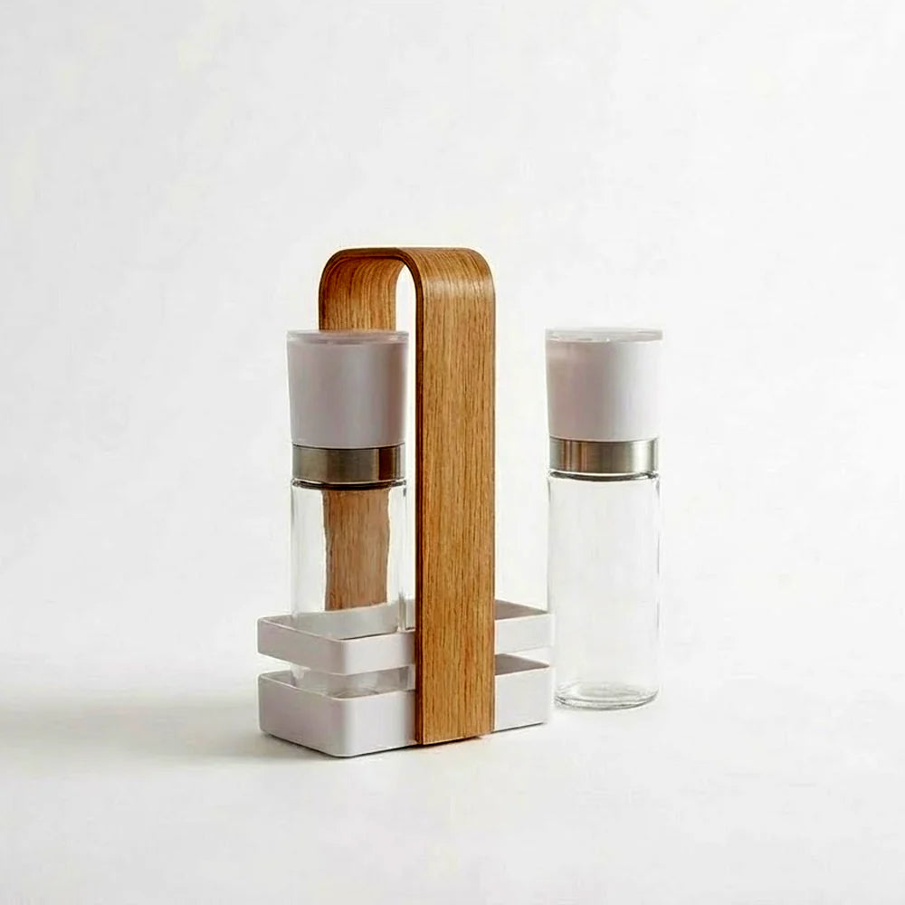 Danny Home Spice Rack with 2 Glass Spice Jars