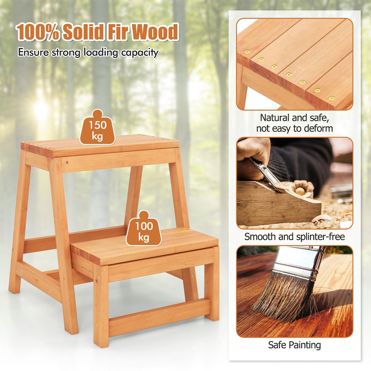 Costway Multipurpose 2-Tier Folding Step Stool