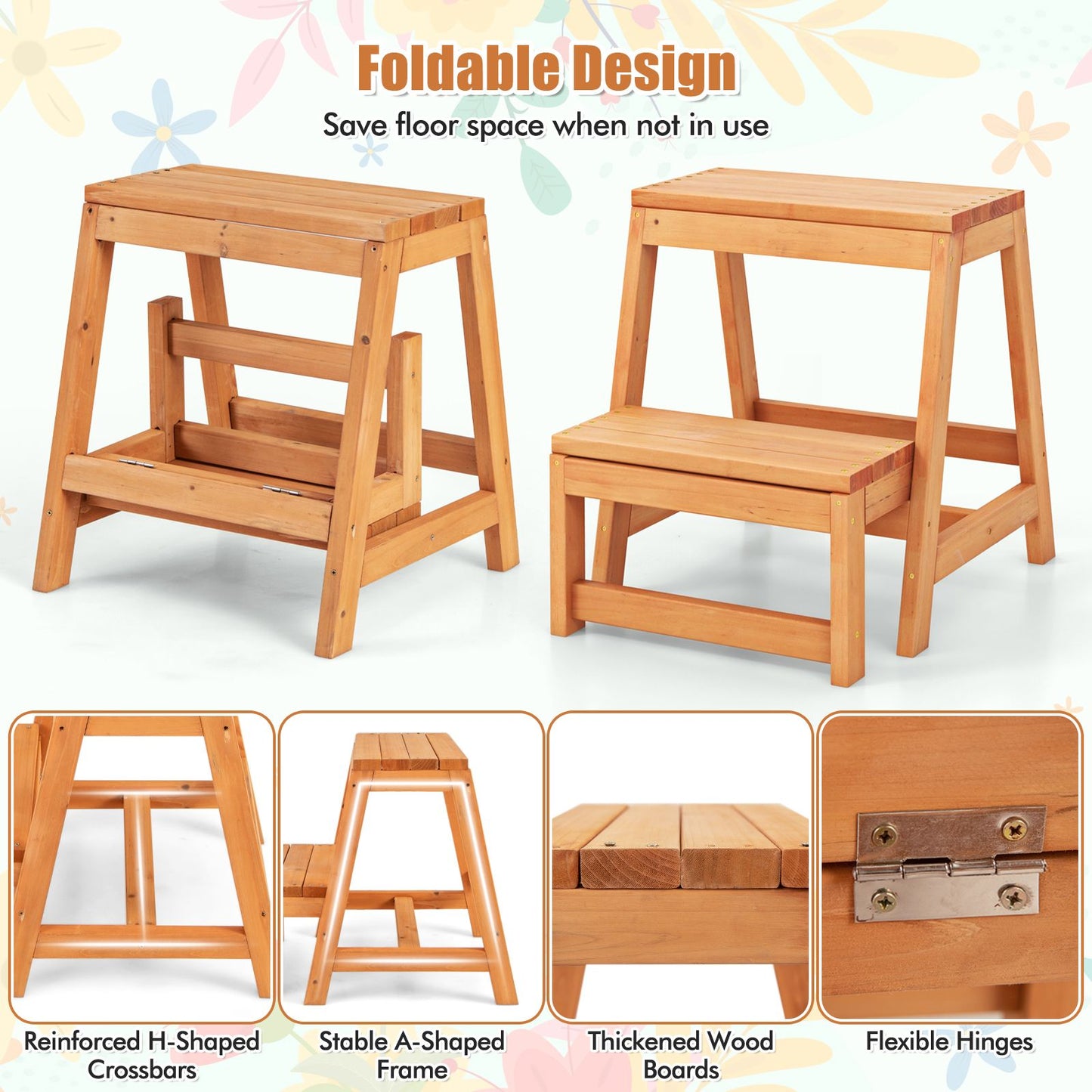 Costway Multipurpose 2-Tier Folding Step Stool
