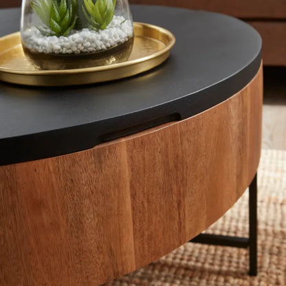 Jaya Round Storage Coffee Table, Mango Wood