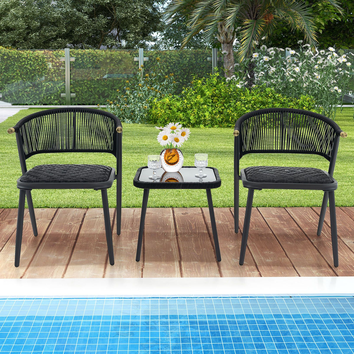 Costway 3 Piece Outdoor Wicker Furniture Set