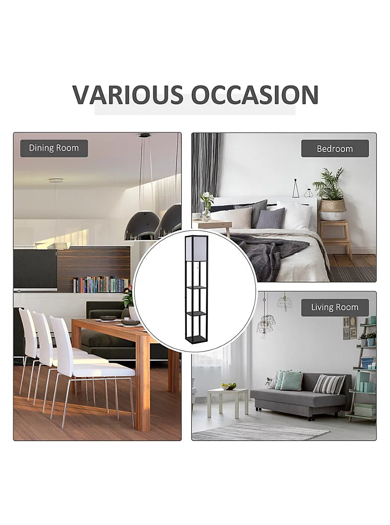3-Tier Floor Lamp with Shelf