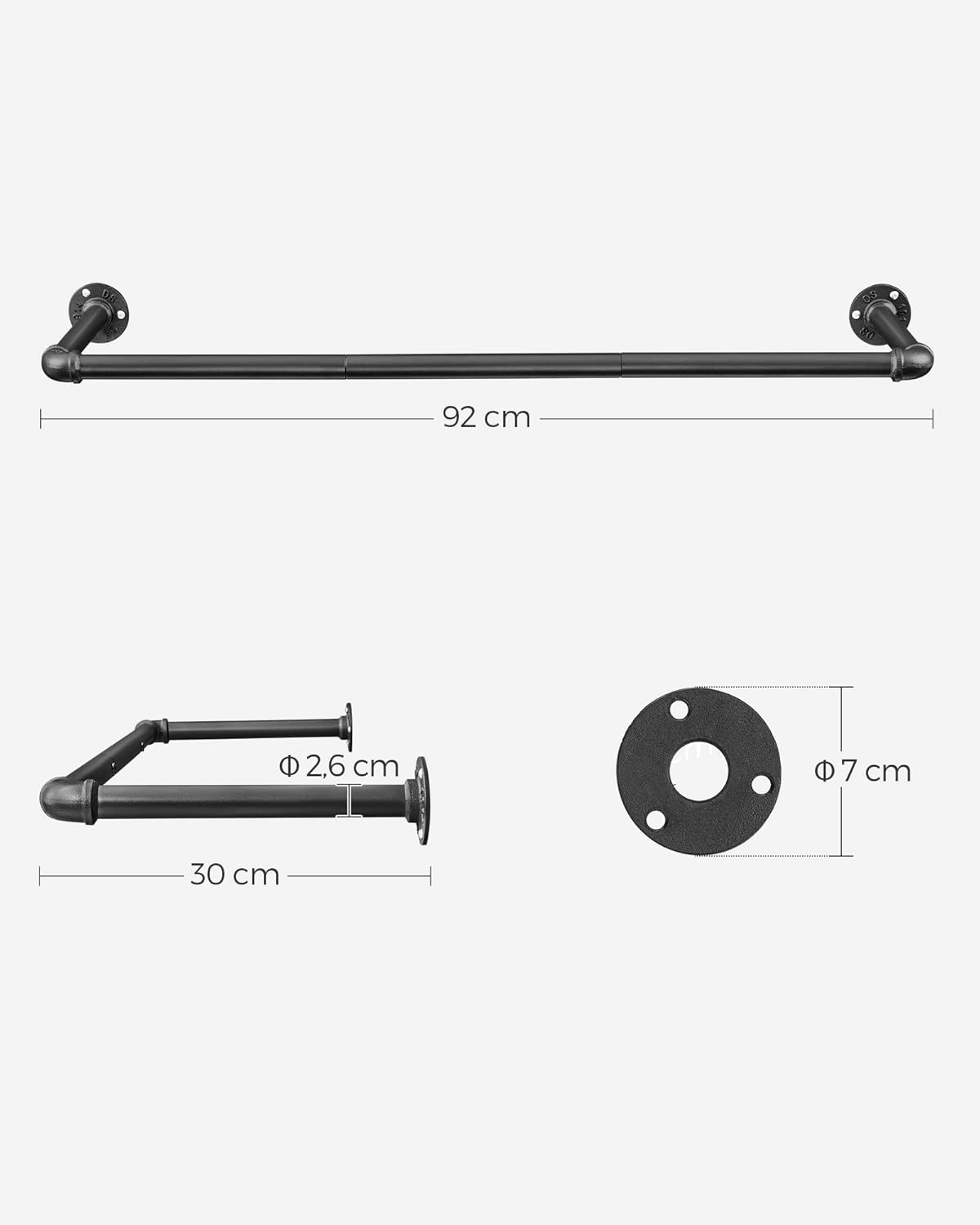 SONGMICS Wall Mounted Coat Rack HSR67BK