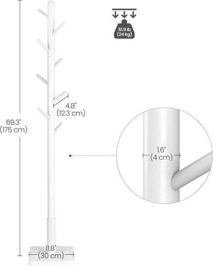 VASAGLE Coat Rack, Wooden Clothes Rack RCR010W02