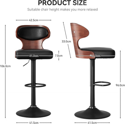 Set of 2 Adjustable Height Bar Stools