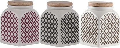 Square Ceramic Canistera With Wooden Lid