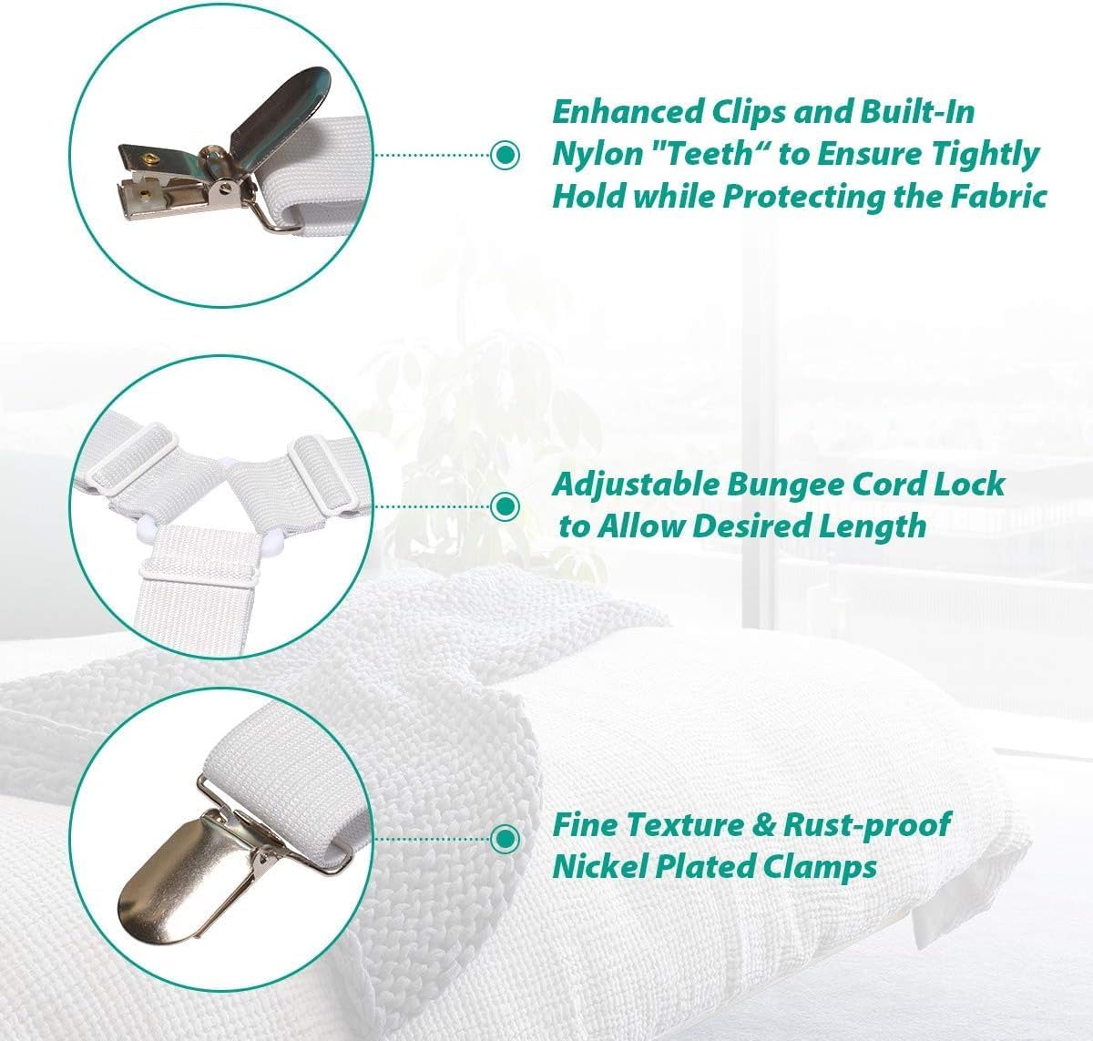 Set of 4 Bed Sheet Clips (20262c)