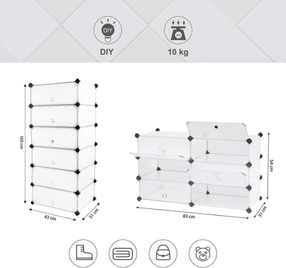 Songmics 6 Cube Interlocking Shoe Rack LPC06W