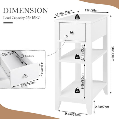 WOLTU Slim Bedside Table (NTS02WS)