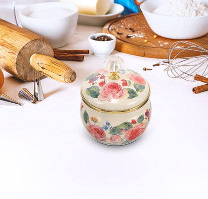 Ciieeo Vintage Floral Cookie Jar with Lid