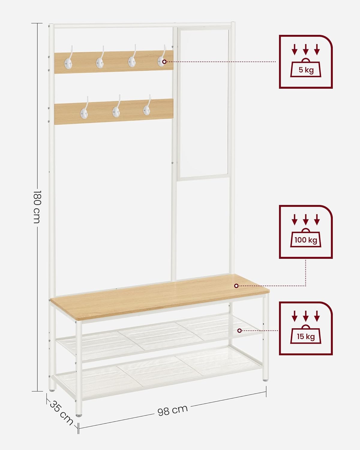 VASAGLE Coat Rack HSR415W09