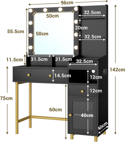 AOGLLATI Dressing Table with LED Mirror Light