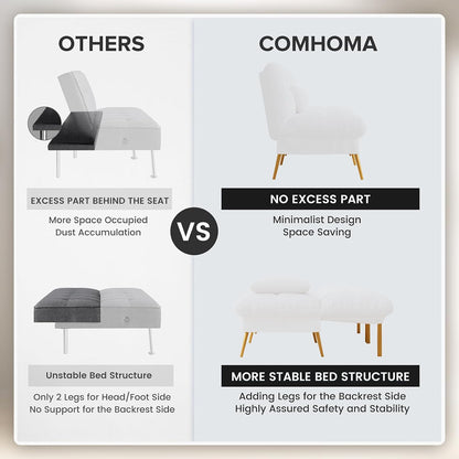COMHOMA  Futon Sofa Bed Sherpa with Adjustable Backrest (EU-B001-WB-NEW)