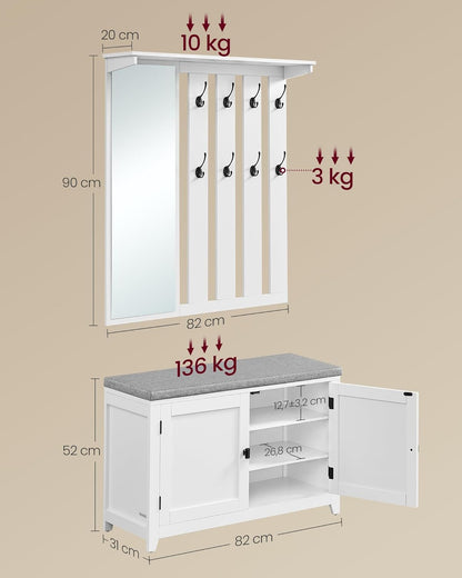VASAGLE Coat Rack with Shoe Bench LSC010W01