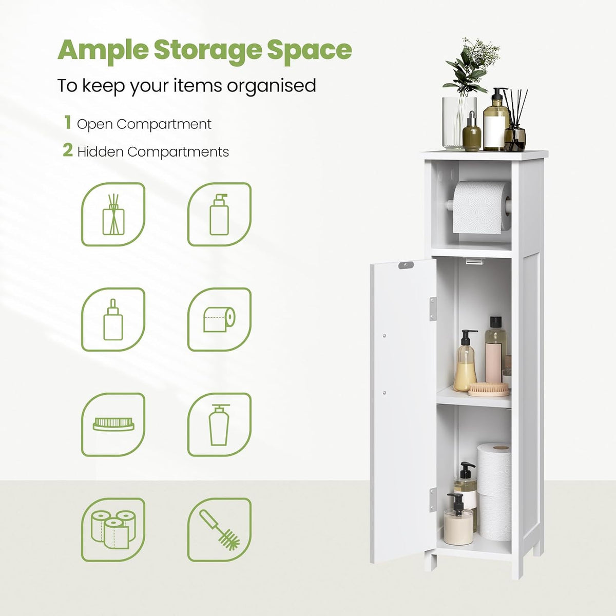 Bathroom Cabinet  with Toilet Roll Holder
