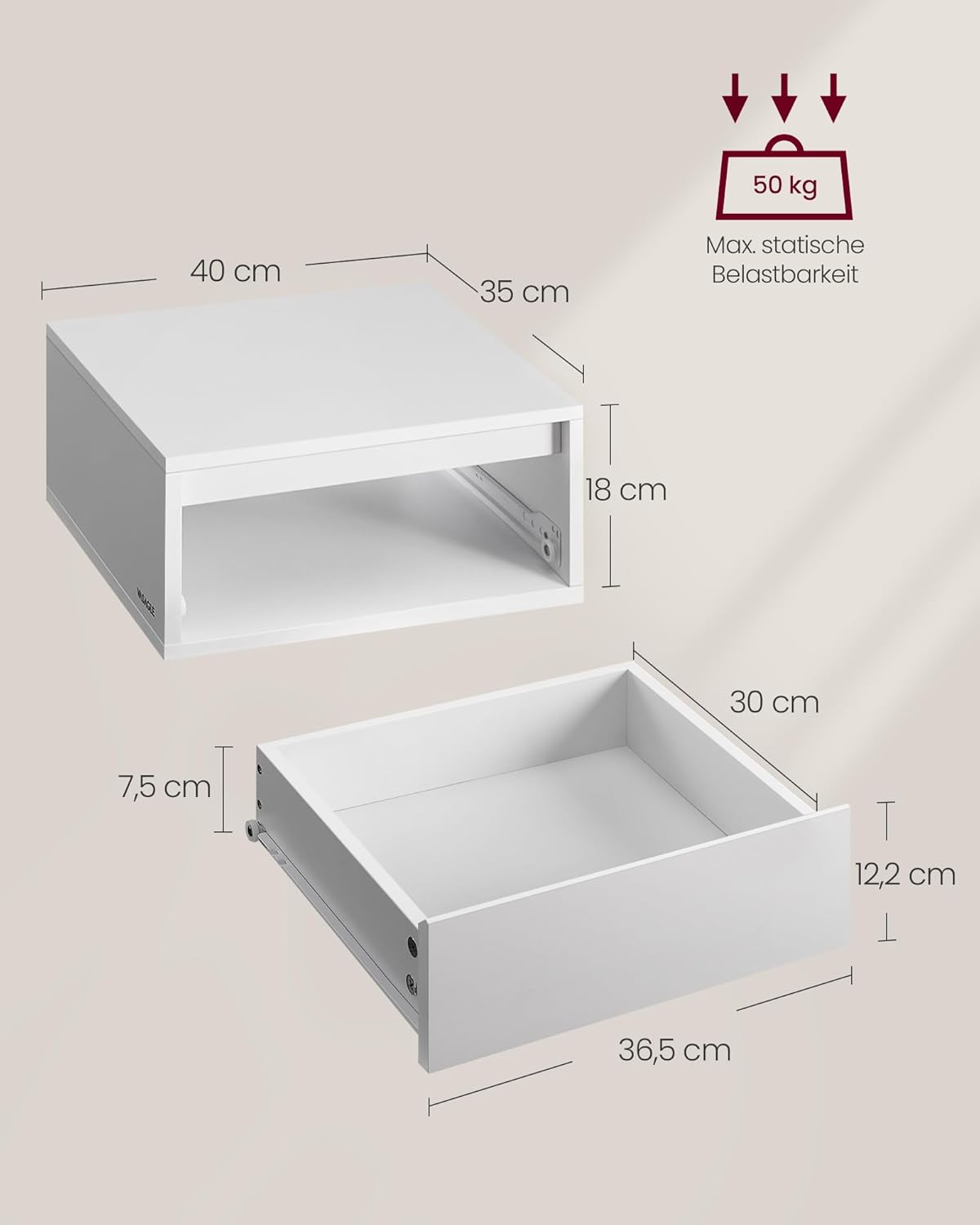 VASAGLE Bedside Table LET654W01
