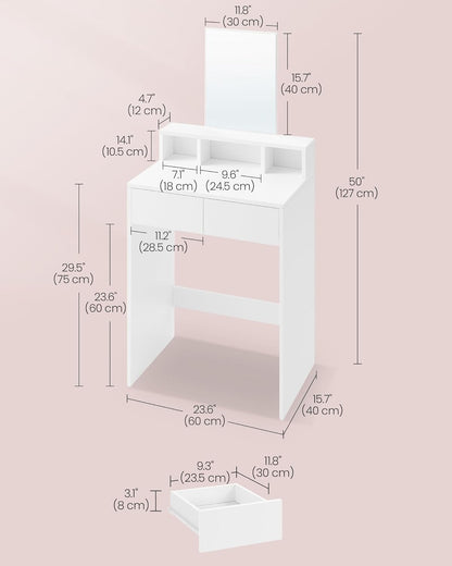 VASAGLE Modern White Dressing Table RDT103W01