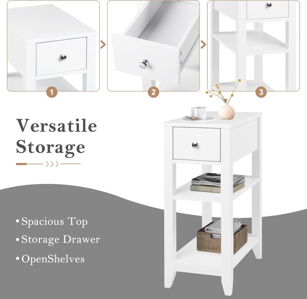 WOLTU Slim Bedside Table (NTS02WS)
