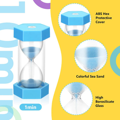 Set of 6 Colorful Glass Sand Hourglass Timer