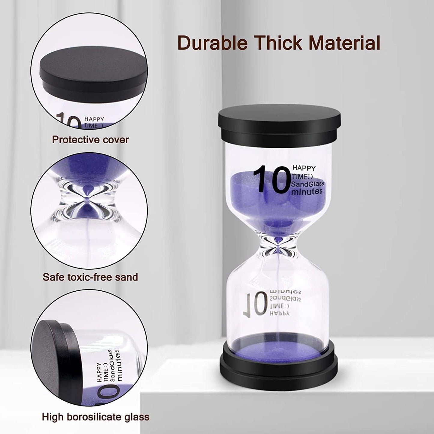 Set of 6 Glass Sand Hourglass Timer