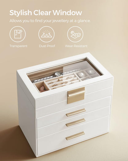 SONGMICS Jewellery Box with Glass Lid  JBC161W01