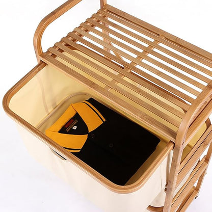 Bamboo Laundry Basket and Shelf