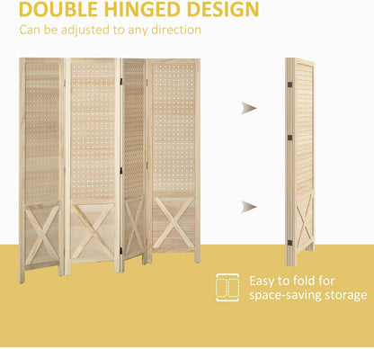 4 Panel Pegboard Display Room Divider