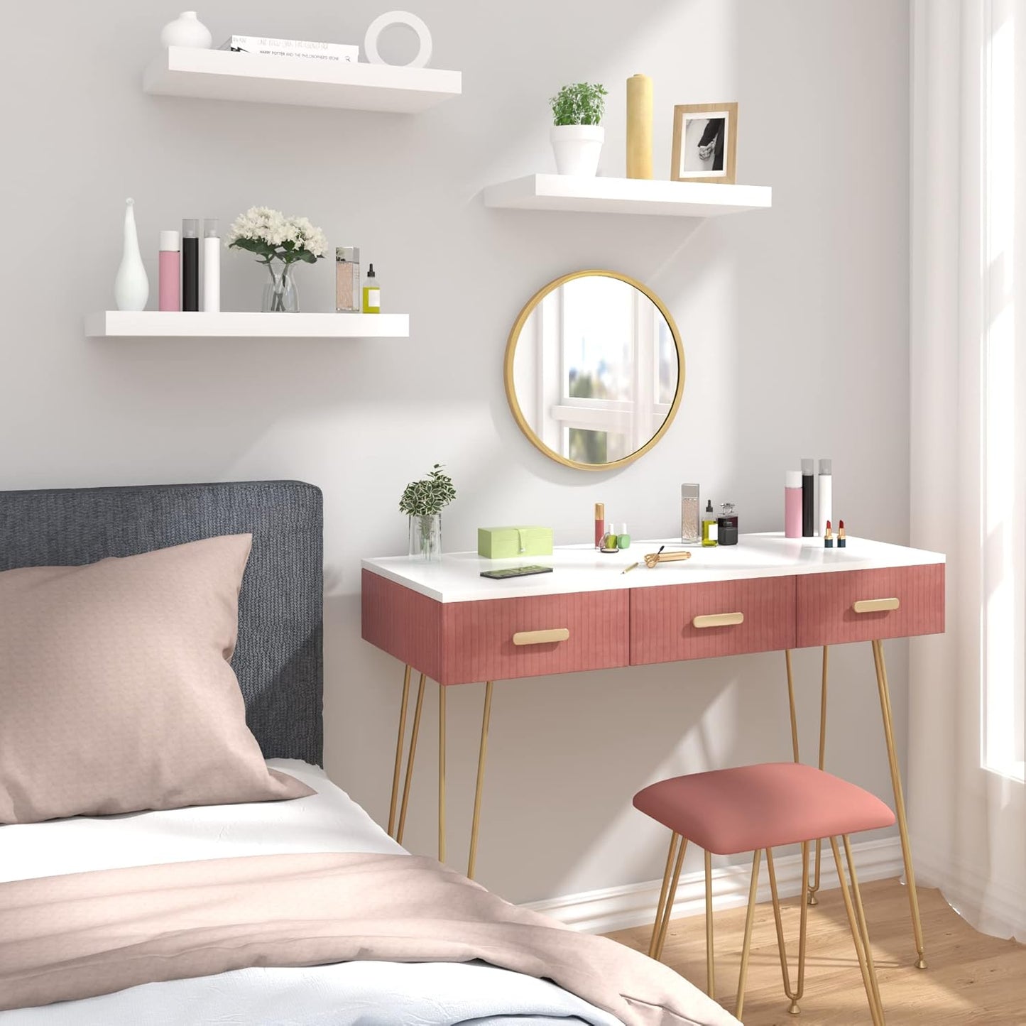 WOLTU Dressing Table with Stool