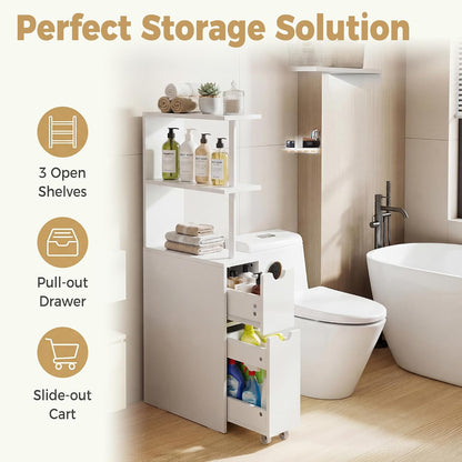 Bathroom Side Cabinet with Wheels