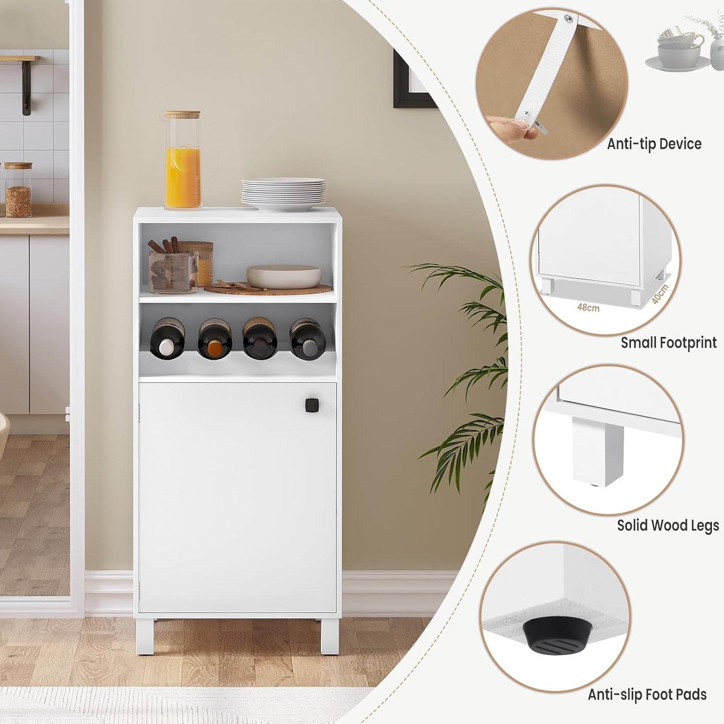 WOLTU Kitchen Cabinet with Wine Rack (KSK01WS)