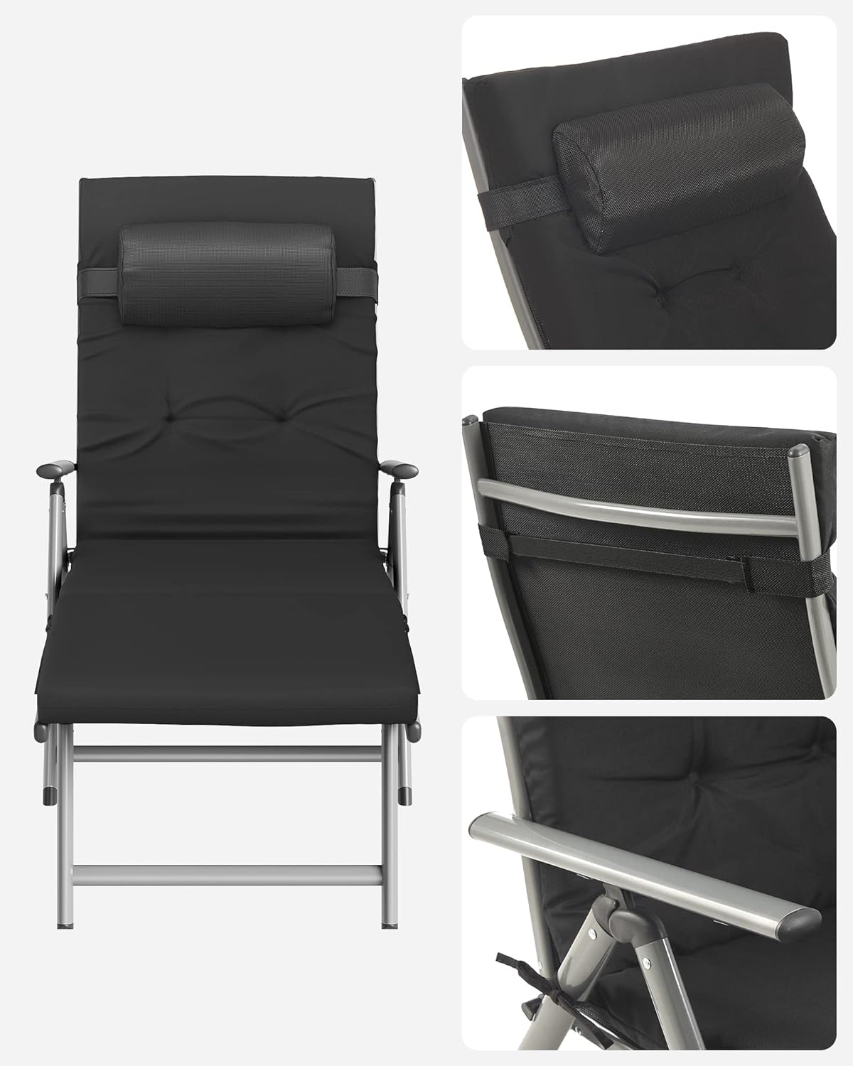 SONGMICS Sun Lounger, foldable, deck chair GCB24BK