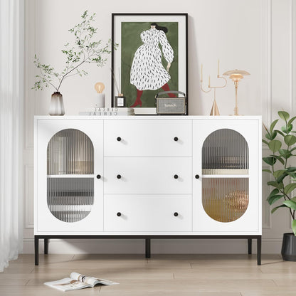Wide Sideboard with 2 Glass Doors