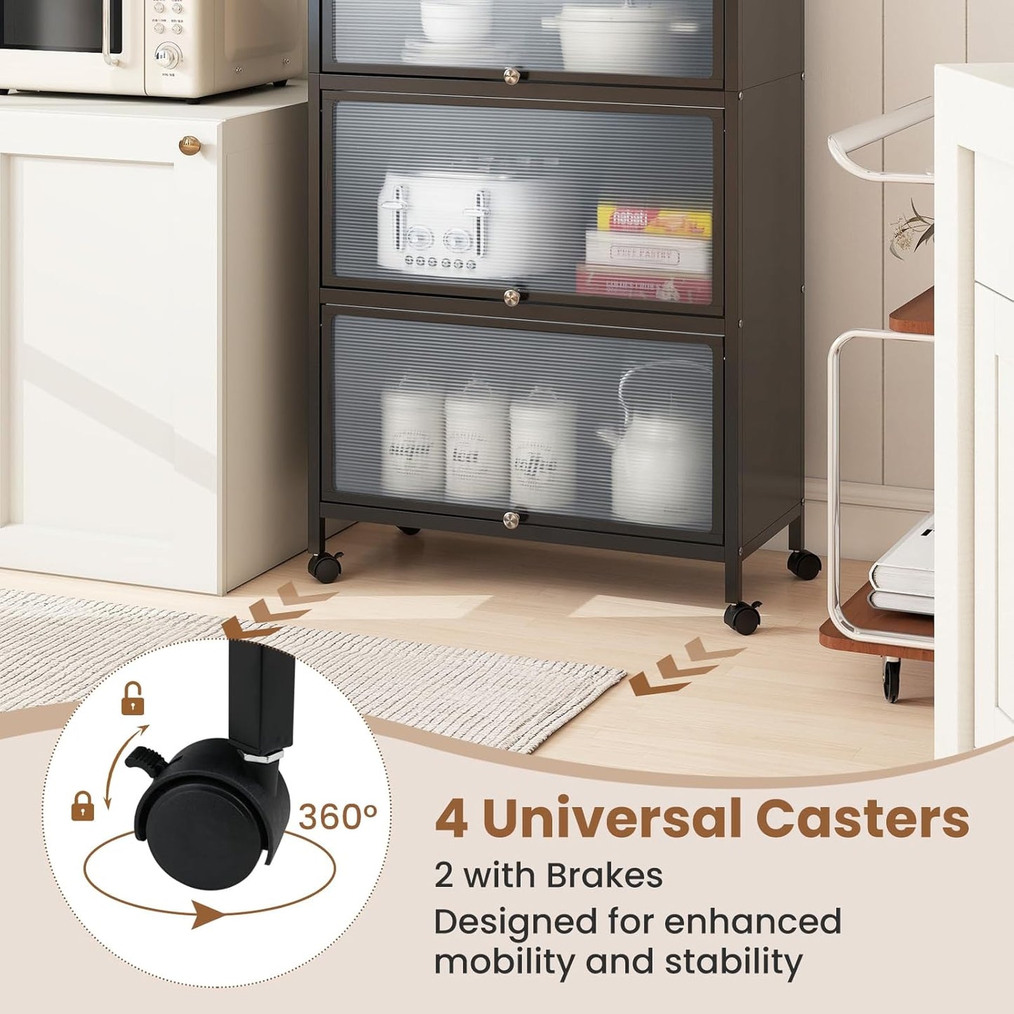 Kitchen Storage Cabinet with Flip-up Doors