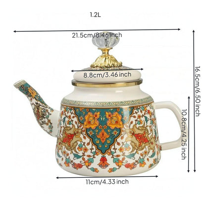 Glossy Floral Enamel Tea Kettle
