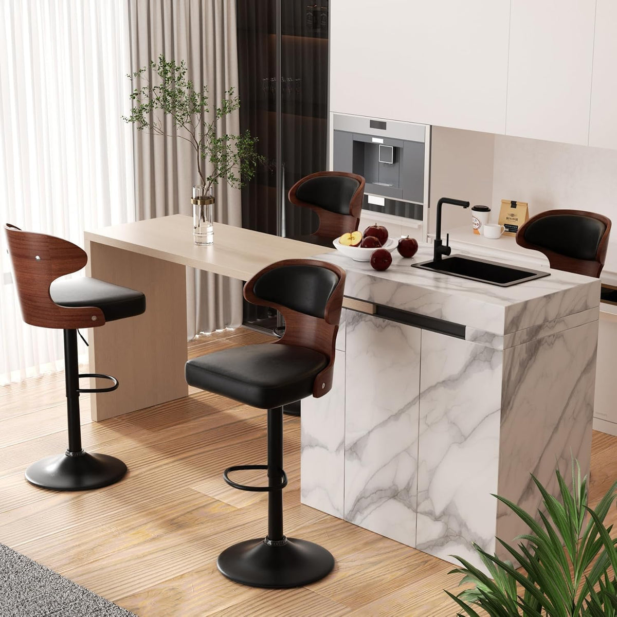 Set of 2 Adjustable Height Bar Stools