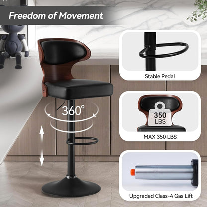 Set of 2 Adjustable Height Bar Stools