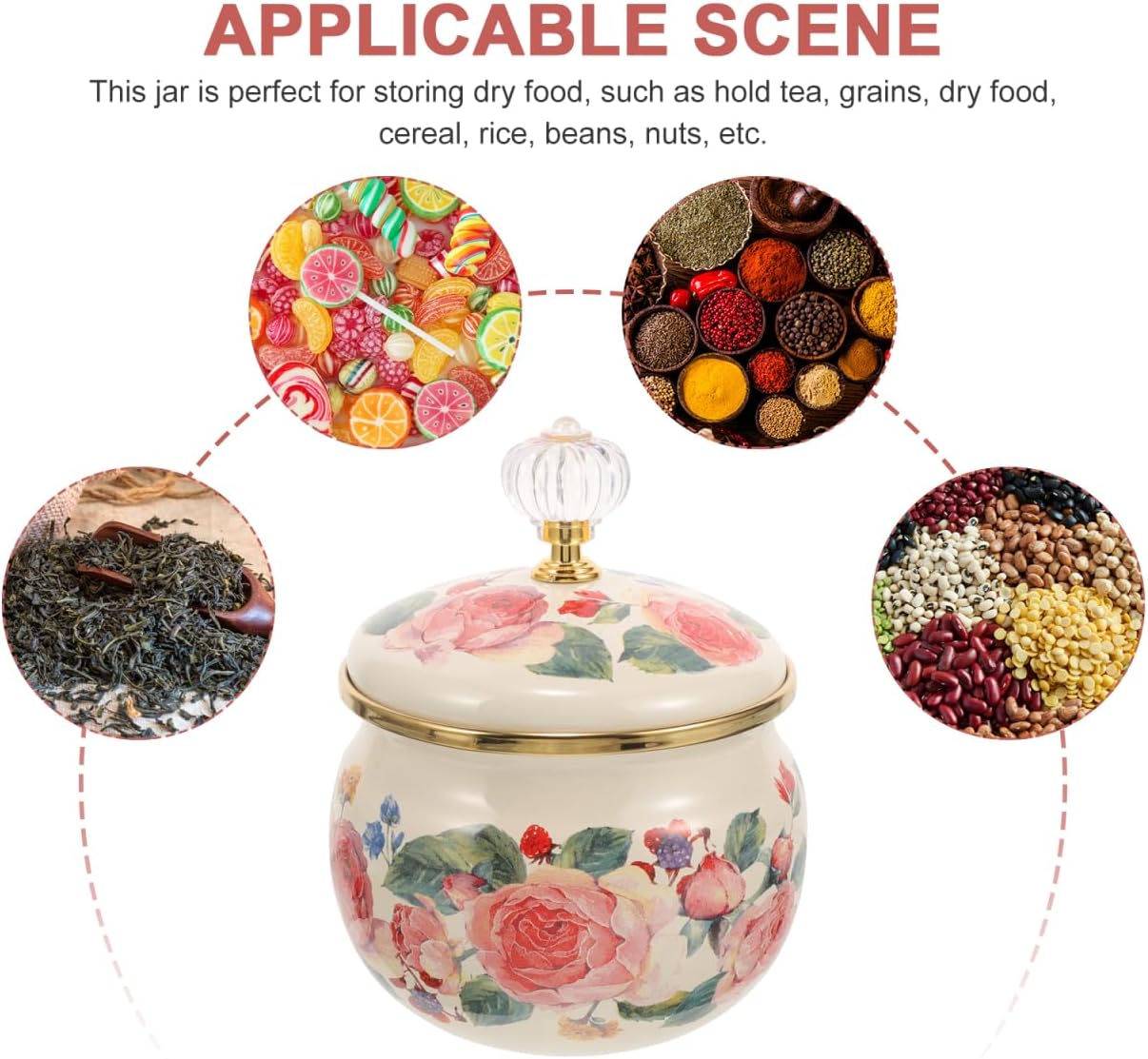 Ciieeo Vintage Floral Cookie Jar with Lid